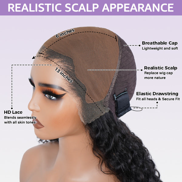 HairHive Burmese Curly Glueless Wigs Elastic Drawstring Snug Fit Wear Go Wigs With Finger Coils Ends