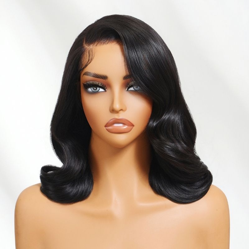 Sunber 13x4 Pre Everything Glossy Shoulder-Length Bob Lace Frontal Wig With Soft Vintage-Inspired Waves Flash Sale