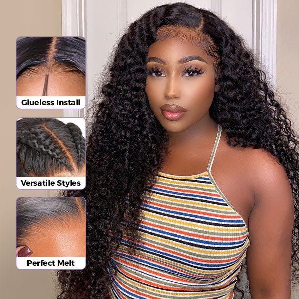 HairHive M-Cap Afro Curly Glueless Wig Pre Braided Snug Fit Bleached Knots Pre-cut 9x6 Lace Wear Go Wig With Elastic Drawstring