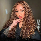HairHive Water Wave Highlight Ombre 4/27 Wear Go Glueless Wig Pre-cut 360 Lace Frontal Wig