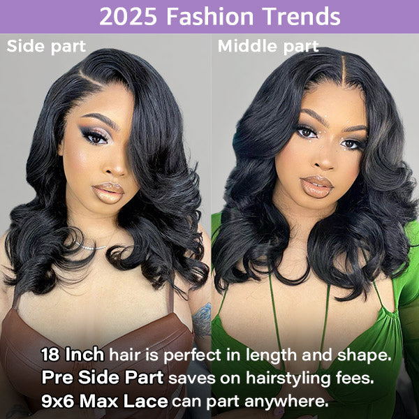 HairHive Side Part Pre Style MCap 9x6 HD Lace Body Wave Curls Wig Pre-Everything Lace Frontal Wig Put On and Go Glueless Wig
