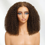 Sunber 180% Density 13x4 Pre-Cut Lace Frontal Afro Kinky Curly Chocolate Brown Wig With Invisi Drawstring