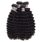 Deep Wave Human Hair 4 Bundles with 4*4 Lace Clsoure Natural Black