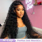 HairHive M-Cap Deep Wave Wear Go Glueless Wigs Bleached Knots Pre Cut 9x6 HD Lace Wigs Pre Plucked Hairline