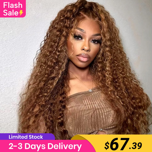 Flash Sale | Kinky Curly 4/27 Highlight Ombre Pre-Cut 7x5 Lace Wear Go Wig