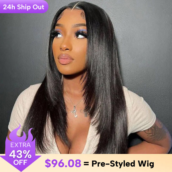 CLEARANCE | Straight Hair Layered Cut Wear Go Glueless Wig Pre-Bleached Tiny Knots
