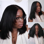 HairHive Glueless Layered Cut Yaki Straight Wear Go Wig Pre-Cut 9x6 T Part Lace Bob Wig With Elastic Drawstring