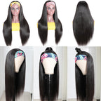 Flash Sale | Straight Hair Headband Wig Human Hair Glueless Wigs With Headband Scarf