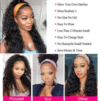HairHive Curly Wave Headband Wig Human Hair Brazilian Deep Wave Machine Made Wigs With Head Band No Glue Scarf Wig