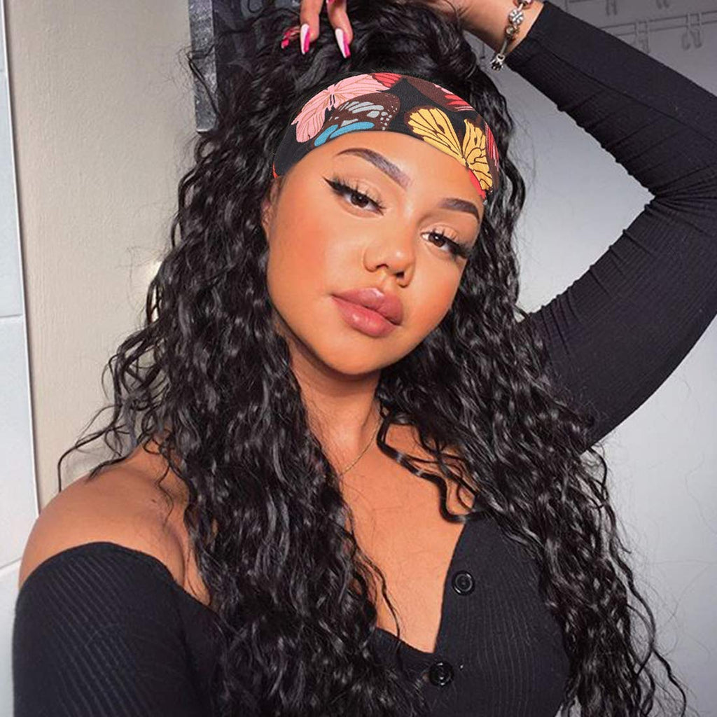 HairHive 100% Human Hair Grip Headband Scarf Wig Water Wave Human Hair Wig Curly No plucking wigs for Women No Glue No Sew In