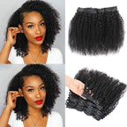 HairHive Kinky Curly Clip In Extension Human Hair Natural Black Color