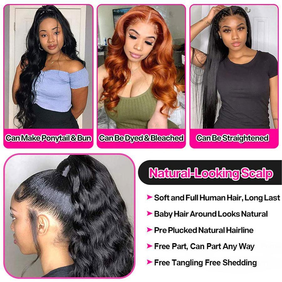 HairHive Body Wave Skin Melt HD Lace Wigs 13x4 HD Lace Front Wig Preplucked with Natural Hairline