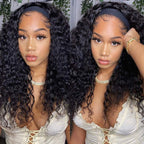 HairHive Curly Wave Headband Wig Human Hair Brazilian Deep Wave Machine Made Wigs With Head Band No Glue Scarf Wig