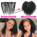 HairHive Kinky Curly Clip In Extension Human Hair Natural Black Color