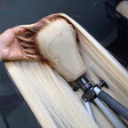 Ombre Blonde Hair With Brown Root Straight Hair #4/613 Colored 13x4 Human Hair Lace Front Wigs Pre Plucked Natural Hairline