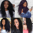 Deep Wave Human Hair 4 Bundles with 4*4 Lace Clsoure Natural Black
