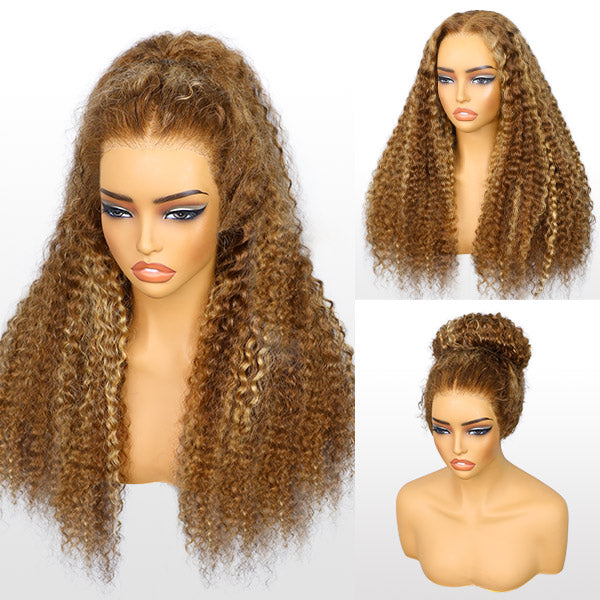 HairHive Water Wave Highlight Ombre 4/27 Wear Go Glueless Wig Pre-cut 360 Lace Frontal Wig