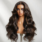 Sunber 13x4 Pre Everything Yaki Straight Chestnut Brown Highlight Loose Wave Wig With Drawstring
