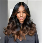 Sunber 13x4 Chestnut Brown Ombre Pre Everything Lace Frontal Loose Wave Face-Framing Layers Wig With Invisi Drawstring