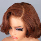 HairHive Brown Color Straight Blow Out Hair Cut Bob Wig Wear Go Glueless Wig