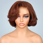 HairHive Brown Color Straight Blow Out Hair Cut Bob Wig Wear Go Glueless Wig