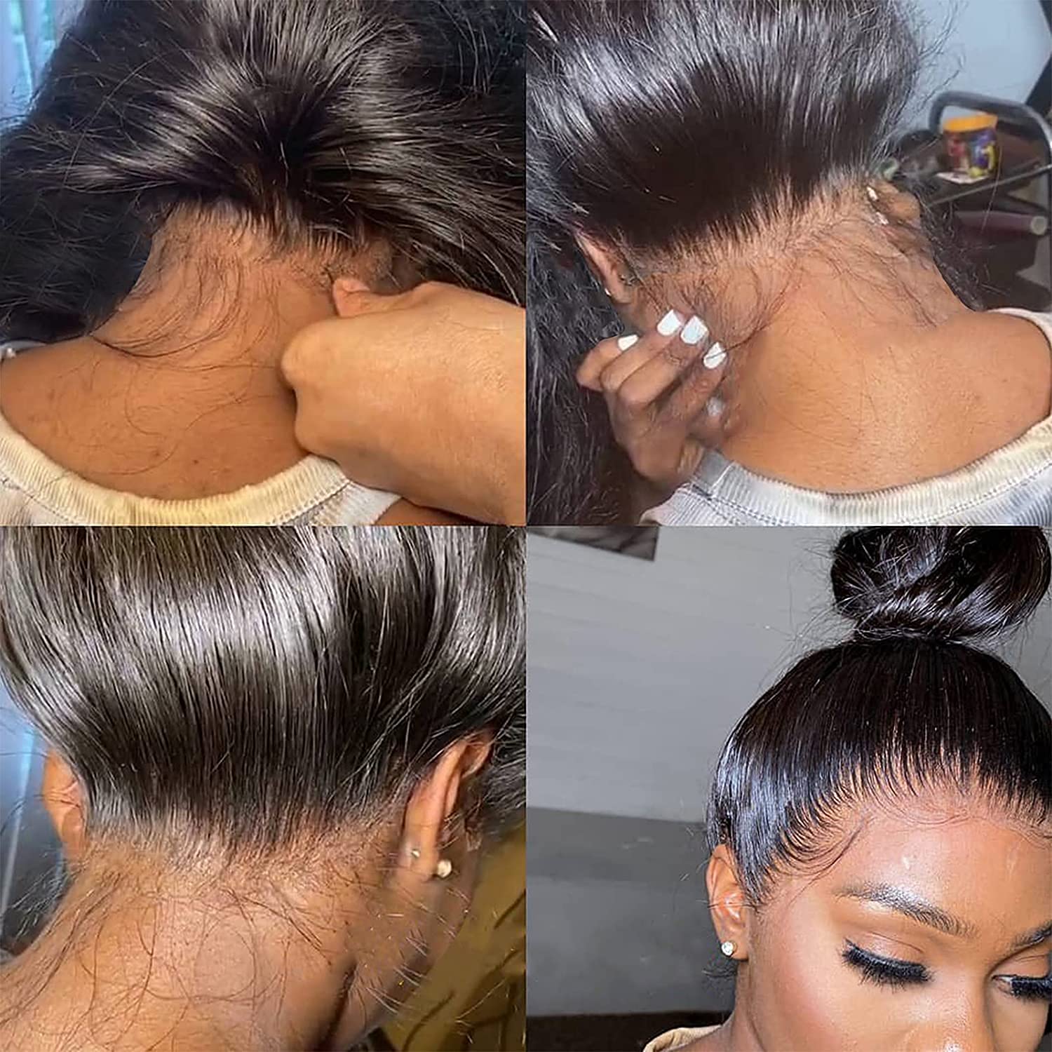 360 Lace Wigs Straight Preplucked Human Hair Lace Front Wigs Natural Black
