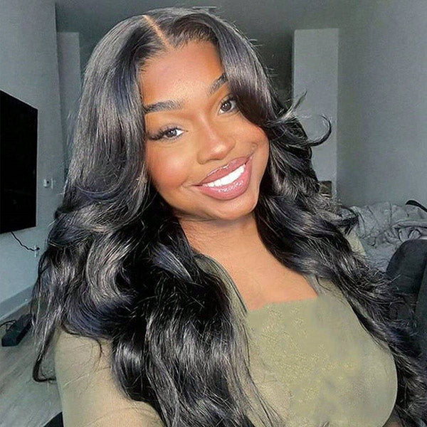 HairHive M-Cap Layered Cut Bleached Mini Knots 9x6 Lace Body Wave Wear Go Glueless Wig With Curtain Bangs