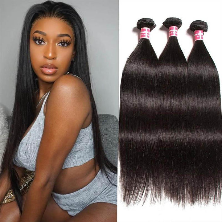 Straight 3Bundles Human Hair Weave  for Black Woman