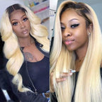 Blonde Ombre 1B/613 Hair Color 13x4 Lace Front Wig Colored Human Hair Wigs