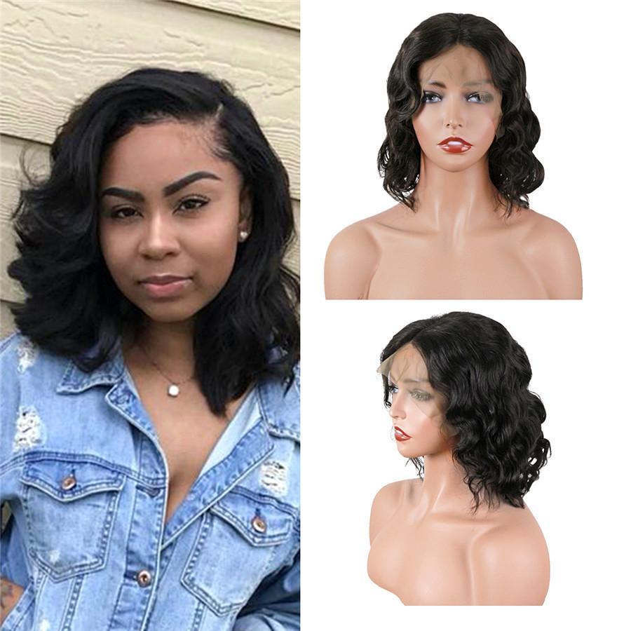 Thick Body Wave Bob Wigs Human Hair 13x4 13x6 4x4 HD Lace Frontal Wigs Natural Black