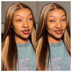4/27 Highlight Wear Go Glueless Wig Pre-cut Lace Straight Hair 7x5 Lace Wig Preplucked with Natural Hairline