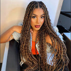 Deep Wave Highlight Ombre Color Bulk Human Hair Knotless Boho Braids Virgin No Weft Extensions 1/3/5 Packs
