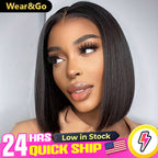 24h Shipping | Wear Go Glueless Wigs 7x5 Pre Cut HD Lace Straight Short Bob Wigs
