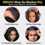 HairHive Pre Cut Lace Wear Go Glueless Wigs 4x4 Lace Closure Wigs PrePlucked With Human Hair