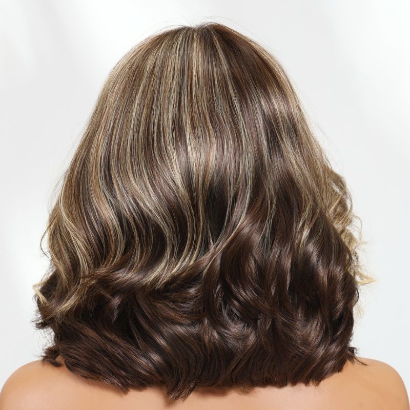 Sunber 13x4 Pre Everything Dark Brown with Honey Blonde Highlights Loose Wave Lace Frontal Wig With Invisi Drawstring