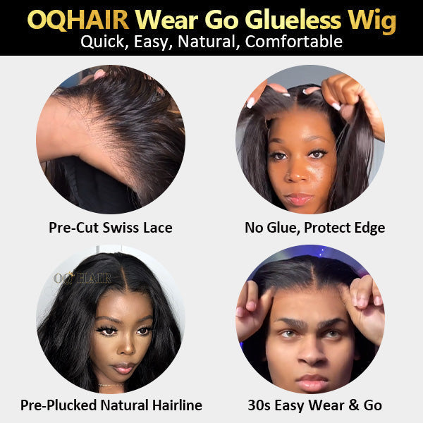 HairHive Pre Bleached Plucked Wear Go Glueless Wigs With Natural Hairline Pre Cut Lace 4x4 Lace Closure Wig
