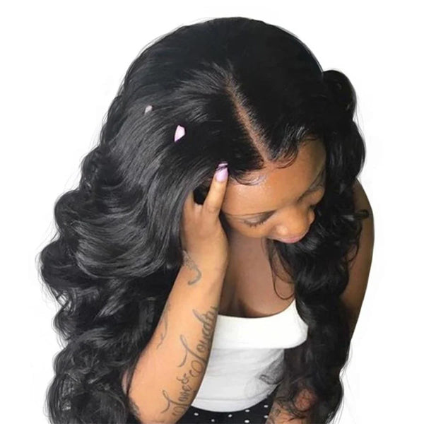 Loose Wave Human Hair 3 Bundles with 13*4 Lace Frontal Natural Black