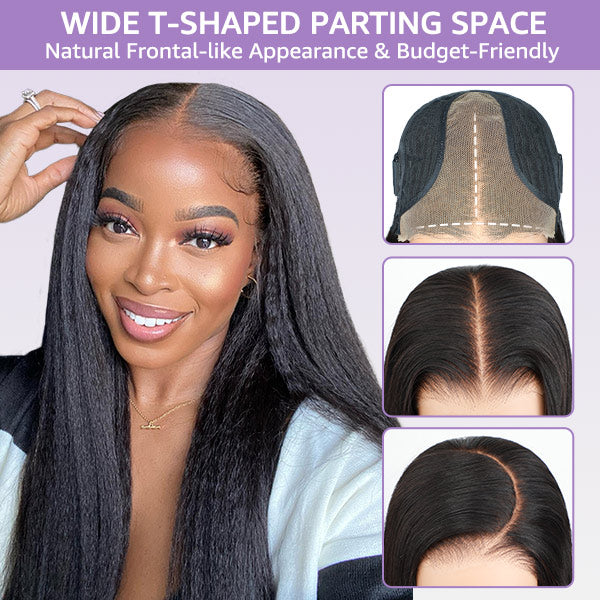 HairHive Kinky Straight Pre-Cut 9x6 T Part Lace Wear Go Wig Frontal Inspired Look