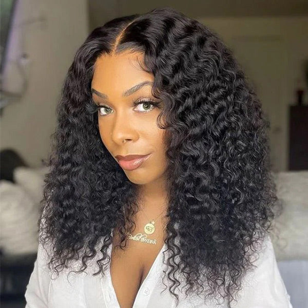HairHive Pre-Bleached Knots Deep Wave Hair Drawstring Wear Go Glueless Wigs 7x5 Pre Cut HD Lace Closure Wigs With Pre Plucked Nautral Hairline
