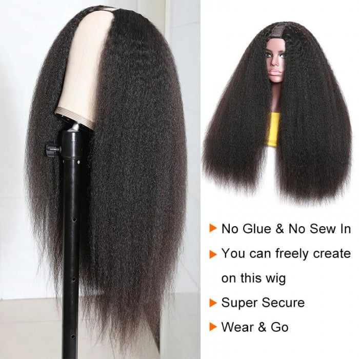 Sunber $100 Off Full And Thick Kinky Straight U Part Wig Glueless Human Hair Wigs