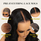 Sunber 13x4 Pre-Everything Lace Frontal Balayage Highlight Wig with Bangs Pre-everything Fluffy Natural Loose Wave  Hair Wigs with Invisi Drawstring
