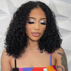 Short Bob Wigs Kinky Curly Human Hair 13x4 13x6 4x4 HD Lace Front Wigs Pre Plucked with Baby Hair Natural Black