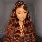 HairHive Auburn Brown #33 Color Middle/Side C Part Body Wave Wig 7x5 Wear Go Glueless Wig Human Hair Wigs Beginner Friendly