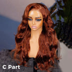 HairHive Auburn Brown #33 Color Middle/Side C Part Body Wave Wig 7x5 Wear Go Glueless Wig Human Hair Wigs Beginner Friendly