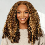 HairHive Burmese Curly Glueless Wig 4/27 Highlight Color Pre Cut 9x6 Lace Elastic Drawstring Wear Go Wig