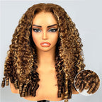 HairHive Burmese Curly Glueless Wig 4/27 Highlight Color Pre Cut 9x6 Lace Elastic Drawstring Wear Go Wig