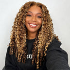 HairHive Burmese Curly Glueless Wig 4/27 Highlight Color Pre Cut 9x6 Lace Elastic Drawstring Wear Go Wig