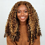 HairHive Burmese Curly Glueless Wig 4/27 Highlight Color Pre Cut 9x6 Lace Elastic Drawstring Wear Go Wig