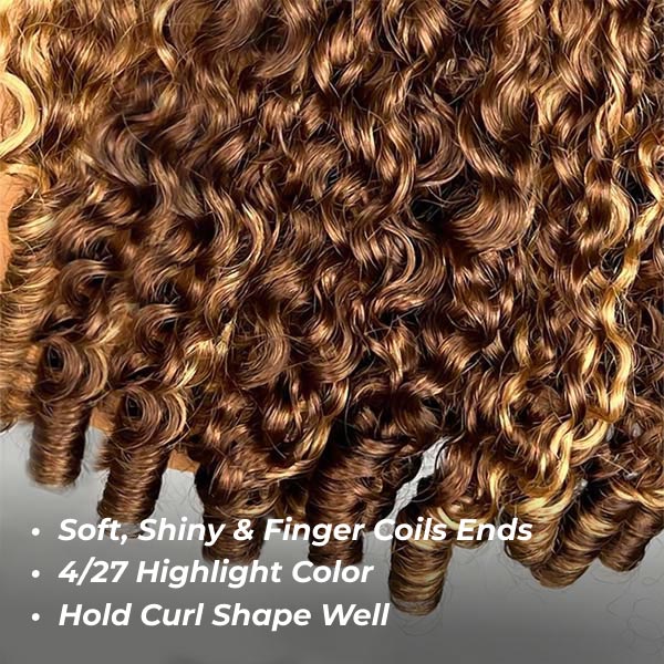 HairHive Burmese Curly Glueless Wig 4/27 Highlight Color Pre Cut 9x6 Lace Elastic Drawstring Wear Go Wig