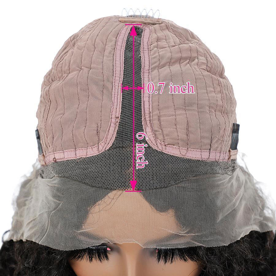 Lace Front Wigs T-part Kinky Curly Wigs 6Inches Deep Middle T Part Wigs Pre-plucked Natural Hairline Human Hair Wigs